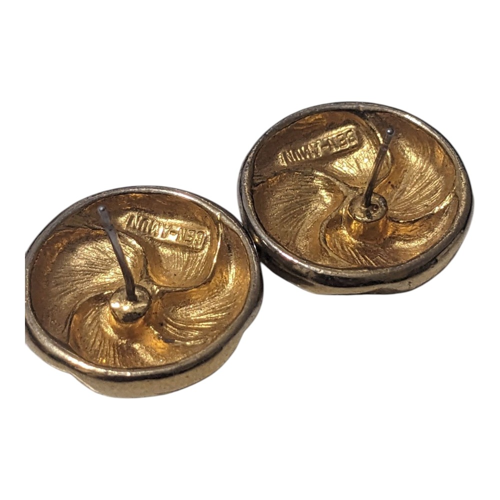 Ben Amun‎ Gold Tone Textured Round Stud Earrings Womens Fashion Jewelry - Picture 4 of 5